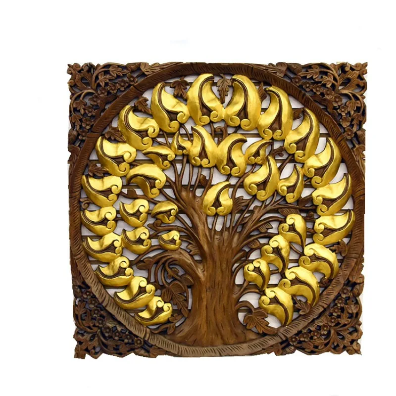 Teak Bodhi carved board solid wood entrance wall wall hanging