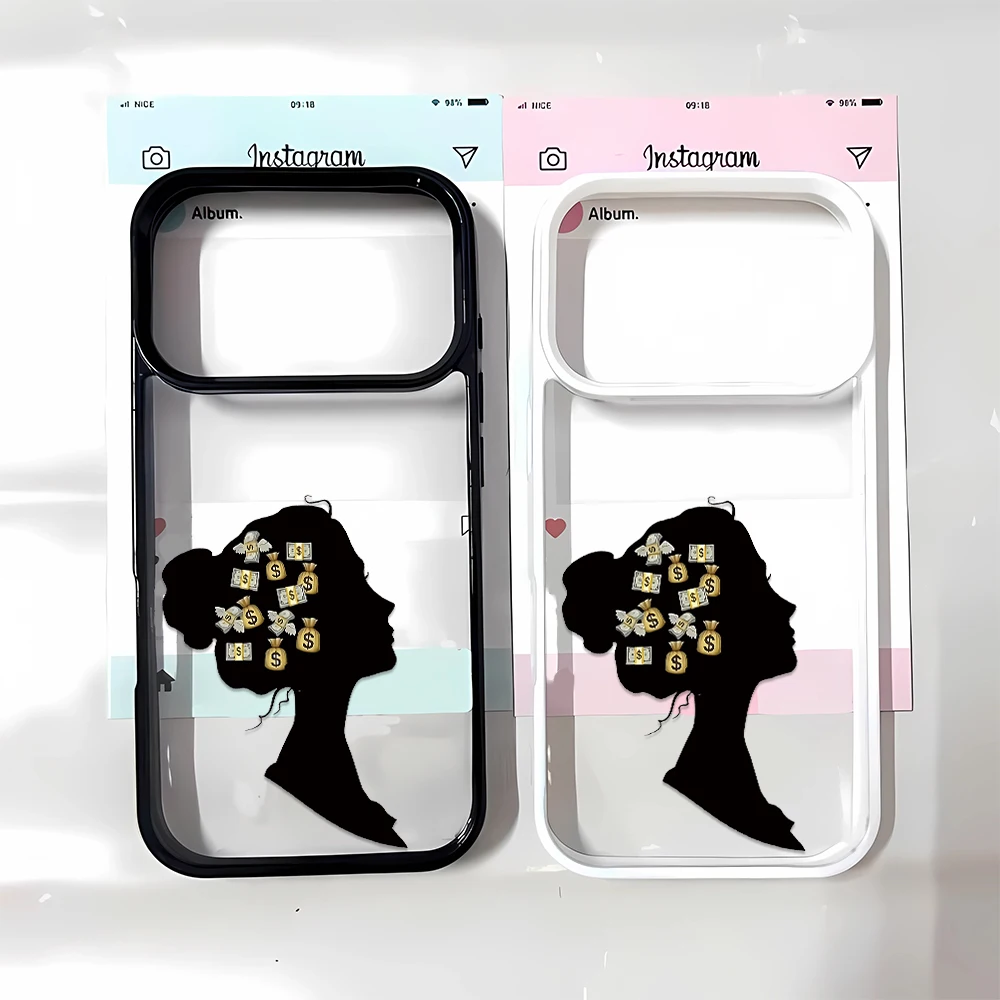 Phone Case Retro Slim Vintage Art Girl Lightweight Button Cover for iPhone 12 13 Best 17 Plus Max Air Top 15 14 16 Pro 11