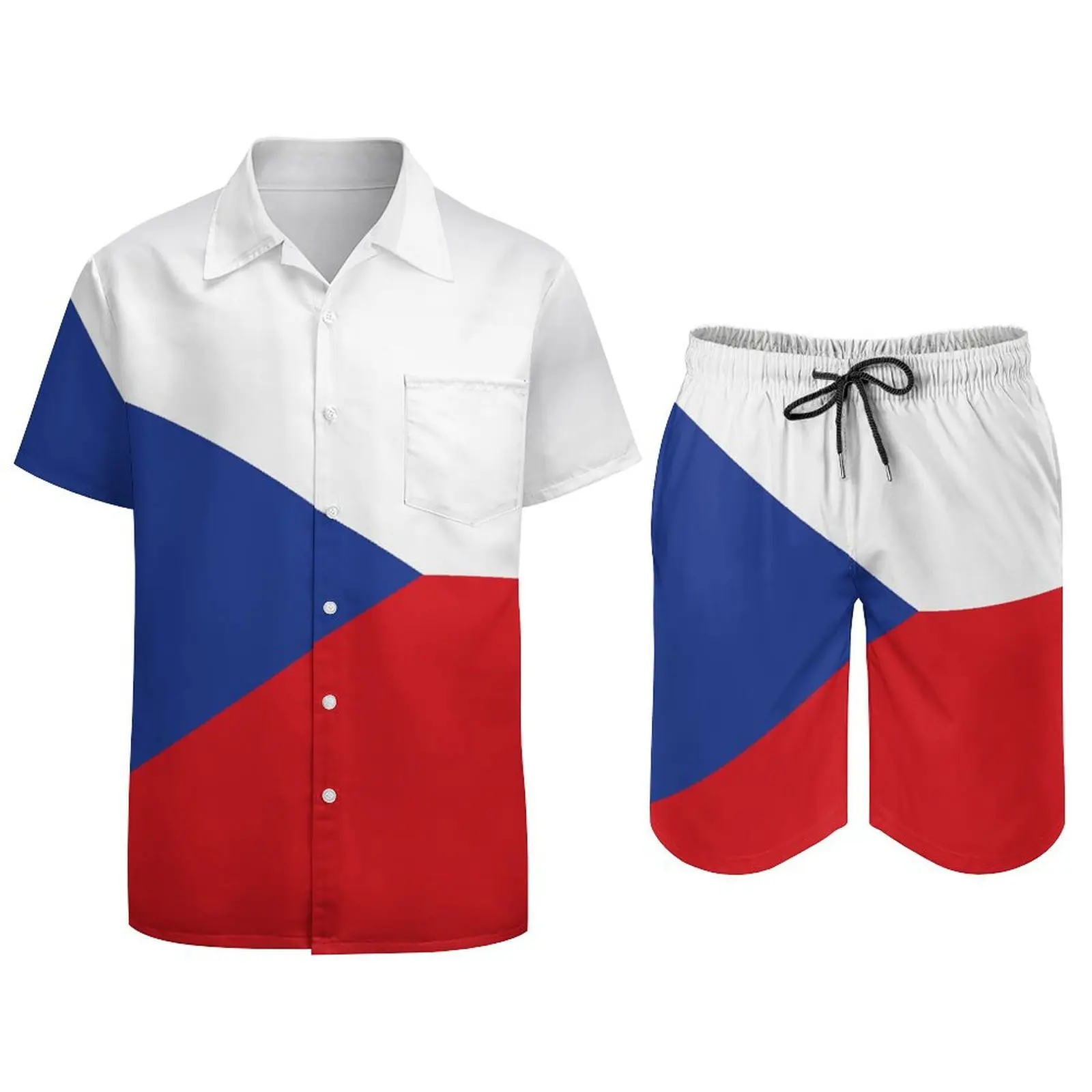 Flag of The Czech Republic Men's Beach Suit Novelty 2 Pieces Suit  top Quality  Swimming Eur Size