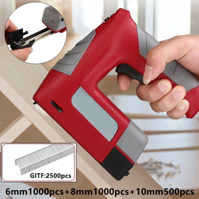 

Portable USB Rechargeable Electric Nail Gun Stapler Electric Nailer Staples for Guns Hand Woodworking Tools with 2500pcs Nails