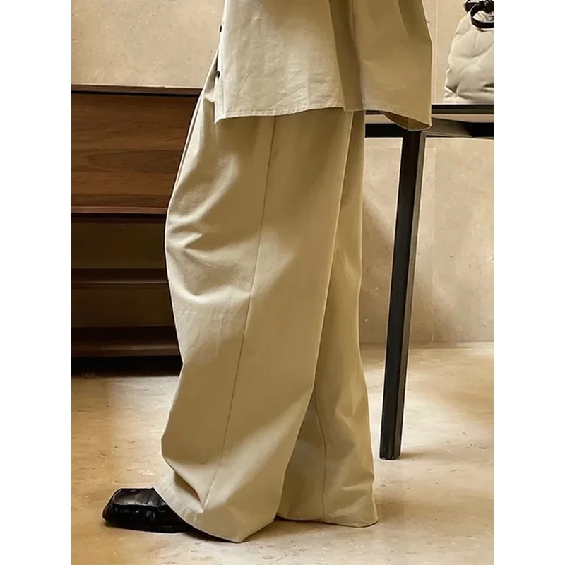 High Waist Black Long Pleated Wide Leg Casual Pants New Loose Fit Trousers Women Fashion Tide Spring Autumn 2024