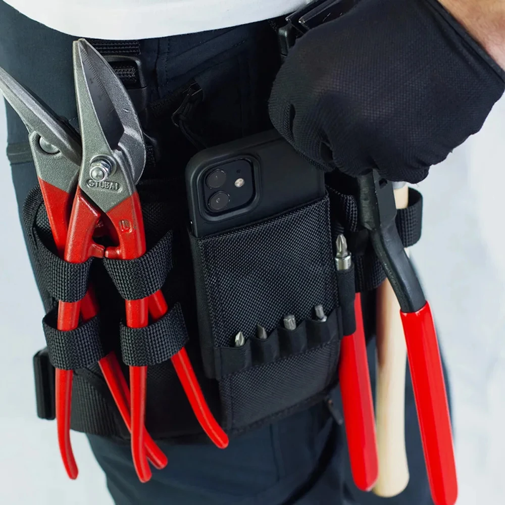 Tool Bag Belt Work with Belt Clip Holster Leg Tool Pouch Tactical Waist Bag Electrician Tool Holder Pocket for Men Maintenance