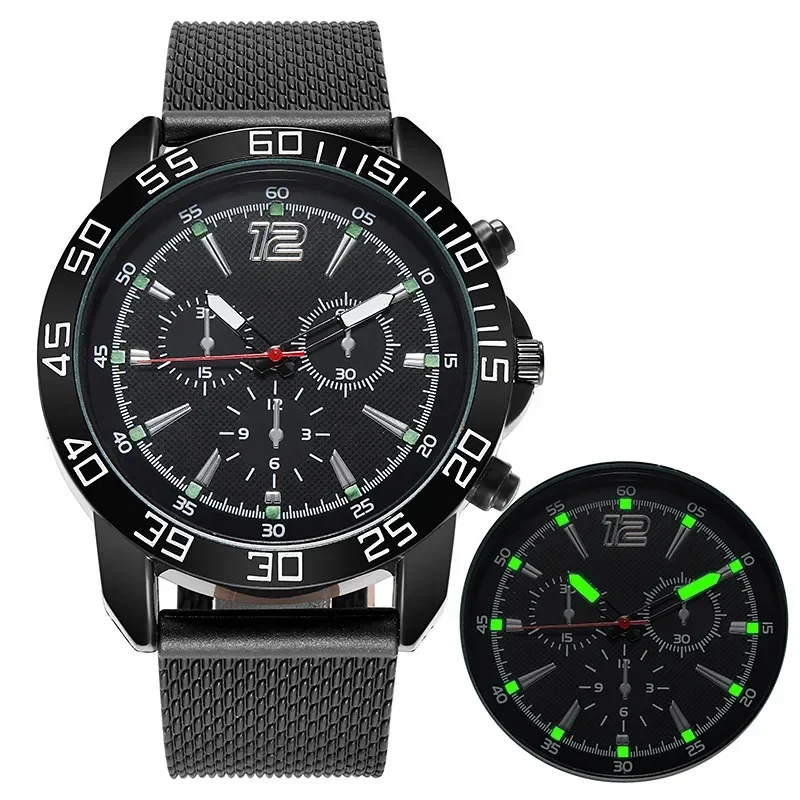 Luminous Sports Clock Relogio Masculino Luxury Men Watches Adjustable Strap Three Eyes Digital Dial Business Casual Quartz Watch