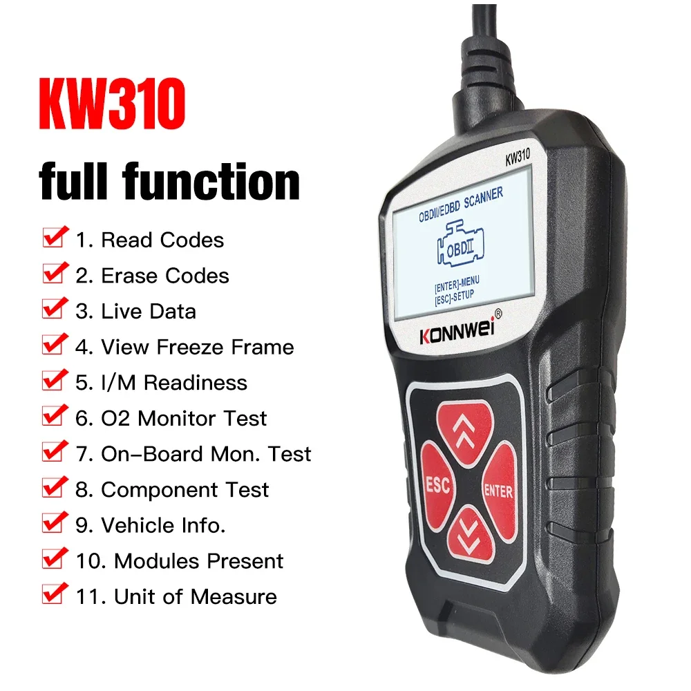 KONNWEI KW310 OBD2 Car Diagnostic Scan Tool Automotive ODB2 OBD 2 Scanner Code Reader with Russian Auto Tools PK ELM 327 V1 5