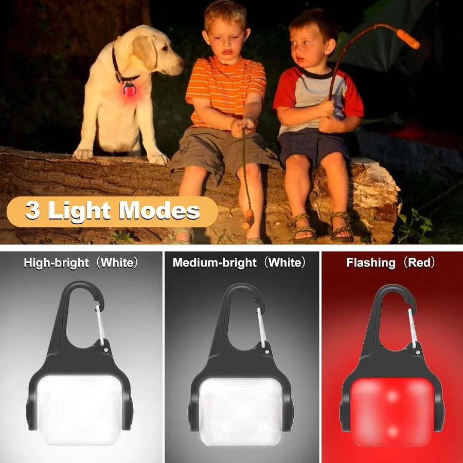 Dog Lights for Night Walking Clip on Dog Collar Light 3 Modes USBC Rechargeable IP65 Waterproof LED Safety Light for Running Ca