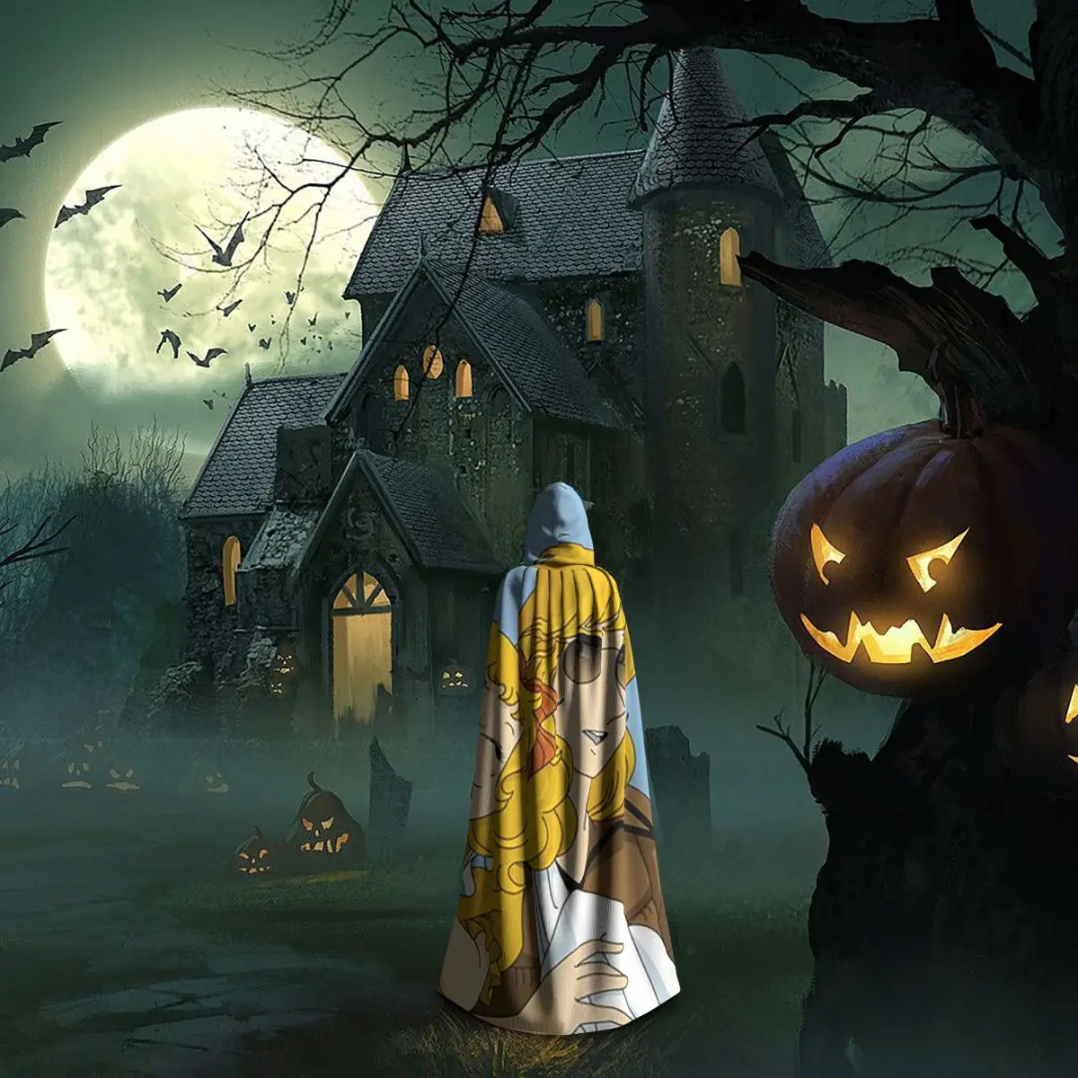 Candy Candy Anime Long Hooded Cloak Witch Medieval Costume Cosplay Cape HalloweenCoat Adult Unisex - view 6