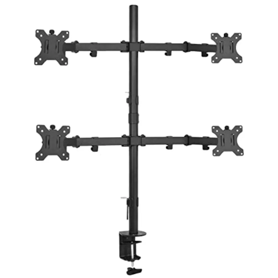 LCD monitor desk mount for office use aluminum alloy black fully adjustable tilt and swivel supports up to 4 screens with VESA