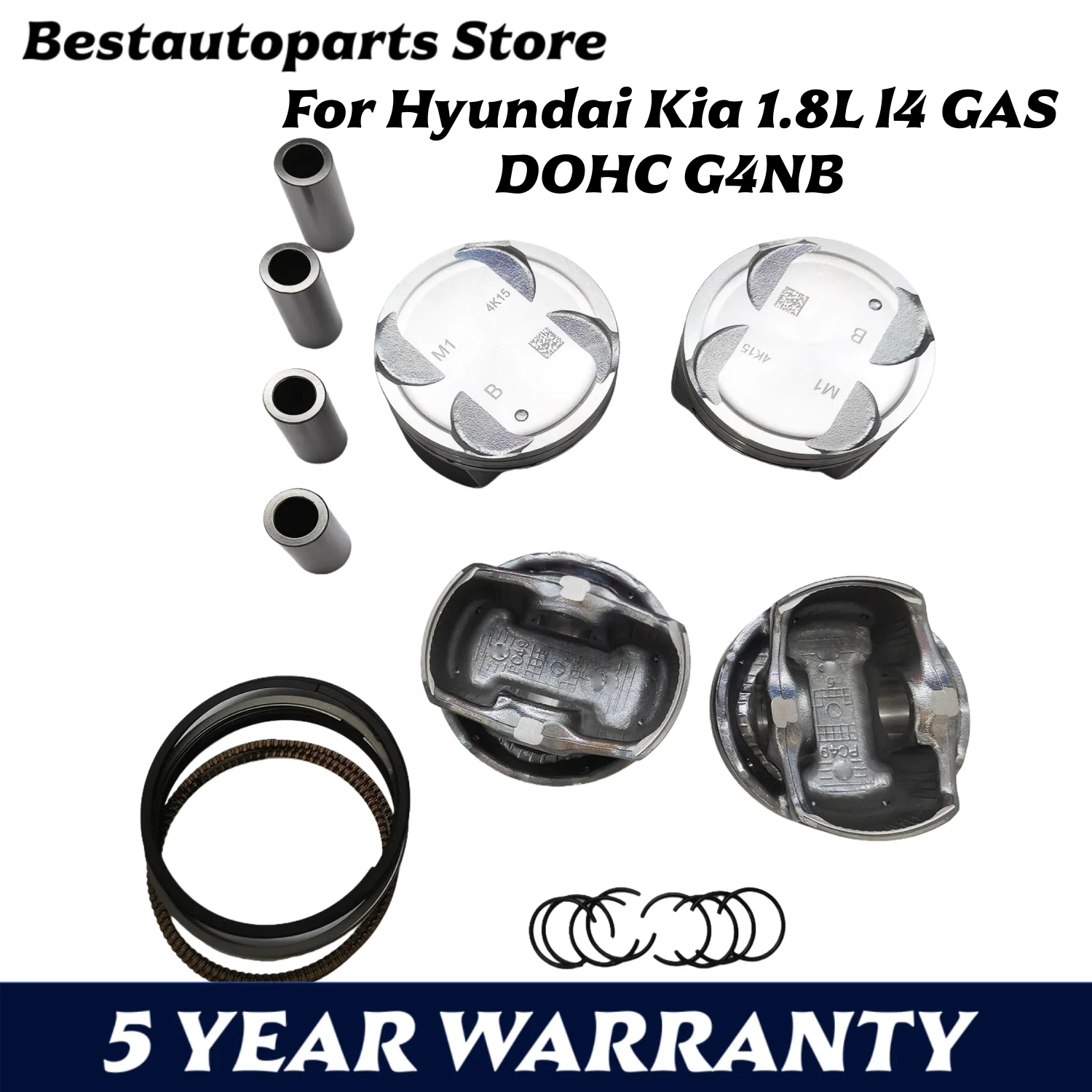 G4NB AUTO ENGINE Parts Pistons & Rings Set For Hyundai Kia 1.8L l4 GAS DOHC G4NB 1.8 L T 2010-2016 OE 23041-2E100