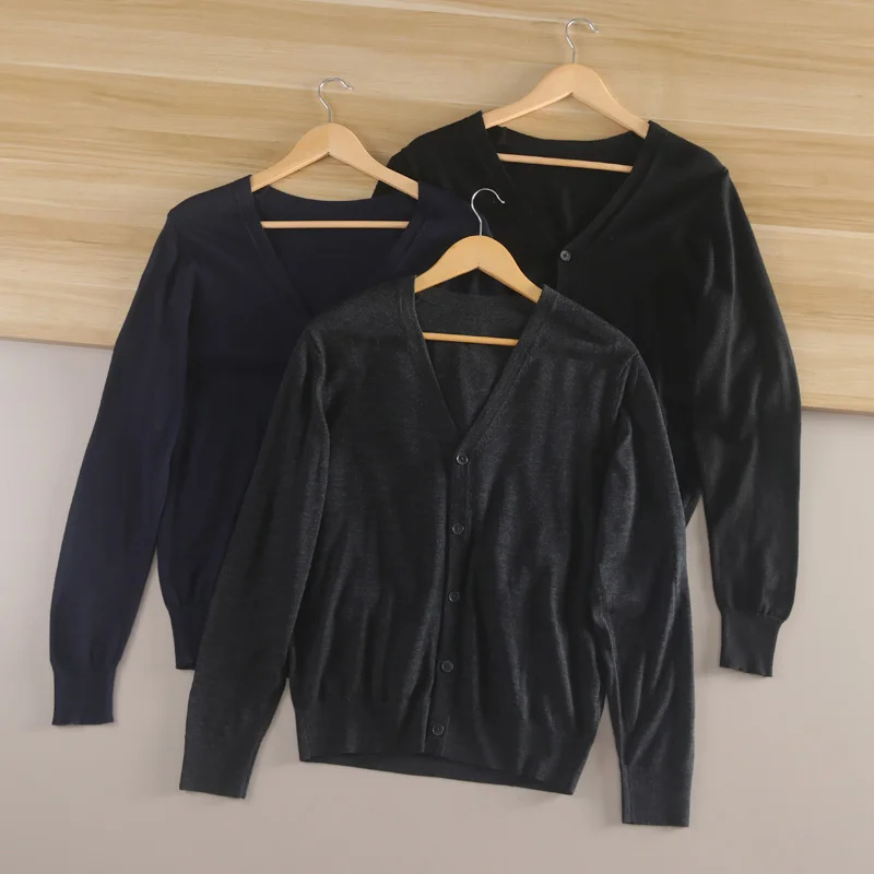 

00 шерстяной вязаный открытый кардиган с V-образным вырезом, мужской повседневный универсальный весенне-осенний свитер Faion Urban Sle Long Sve Color