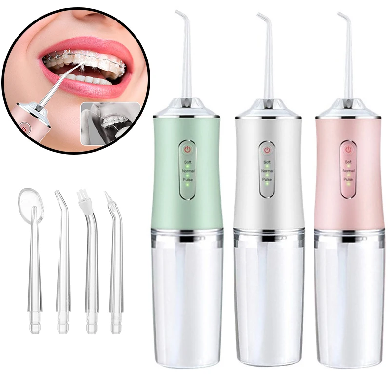 Portable Oral Irrigator Water Flosser Dental Water Jet Tools Pick Cleaning Teeth 350ML 5 Nozzles Mouth Washing MachineFloss