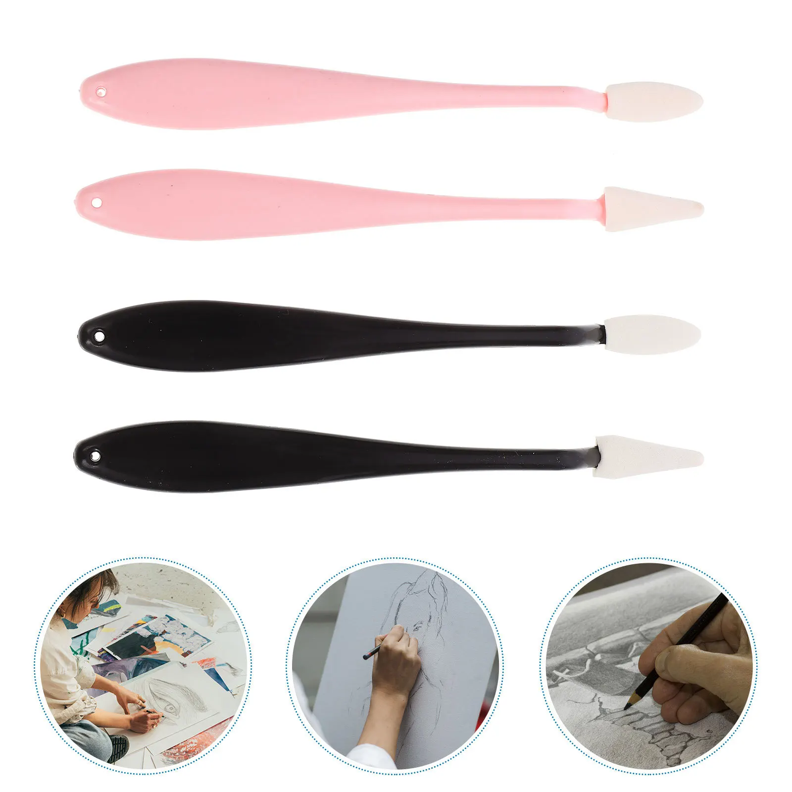 

4Pcs Sketch Wiper Set Art Blenders Plastic Sponge Tools for Drawing Smudging Sketching Drawing Tools Blending Stumps