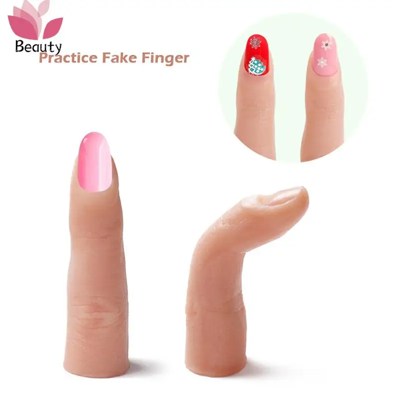 Soft Silicone Practice Fake Finger Nail With Joints Bendable False Fingernails Tips Manicure Nail Training Model Accessories