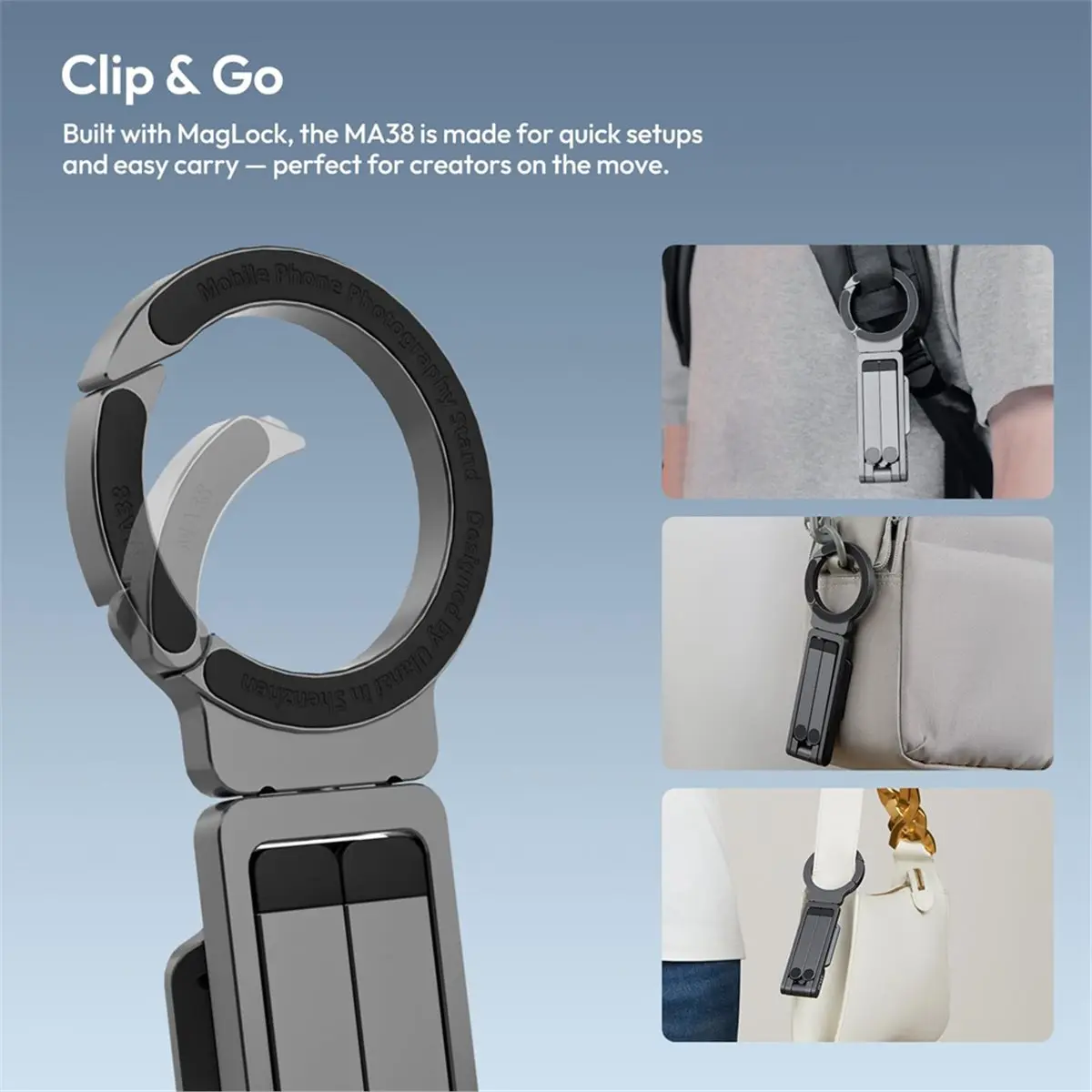 Y590A~!#MA38 MagLock Phone Stand Magnetic Phone Stand for 16 15 14 13 Versatile with Hidden Hook for Slopes & Walls