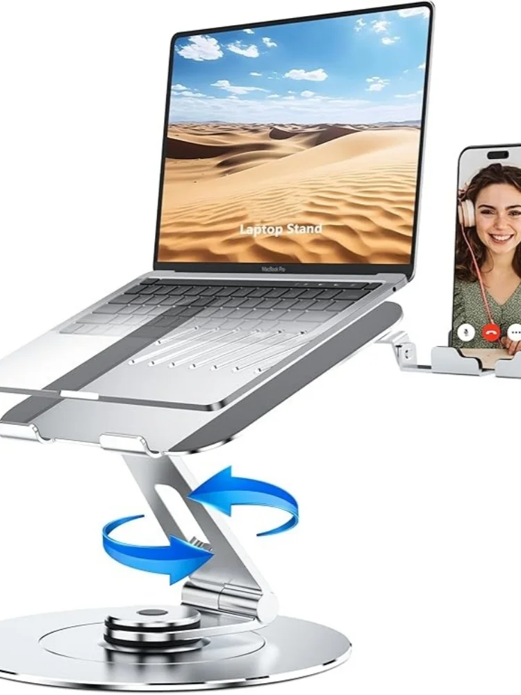 iDock Portable Folding Adjustable Laptop Riser,360 Rotating Laptop Stand with Phone Holder,Desk Ergonomic Laptop Stand