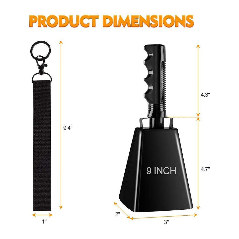 ABVE-آلة موسيقية 9 بوصة أجراس رعاة البقر في المعدن، للحدث الرياضي، لعبة كرة القدم بمقبض