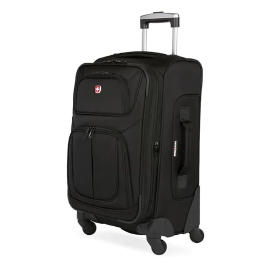 

Sion Softside Expandable Spinner Luggage Durable Lightweight Travel Suitcase Black 21-Inch Carry-On