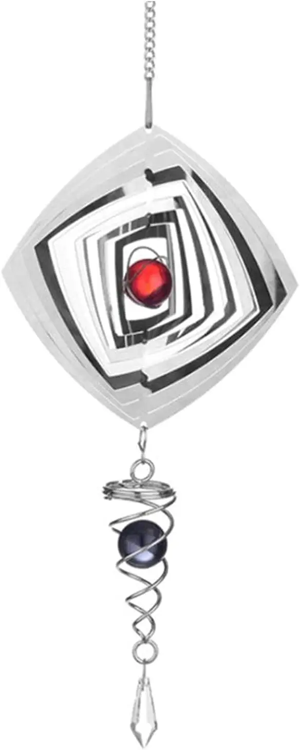 Wind Chimes 1.5V D Size Silent Stereo Rotating Wind Chime Spinner Motor Hanging Ornament Decor Mirror 46x14.8cm Stainless Steel