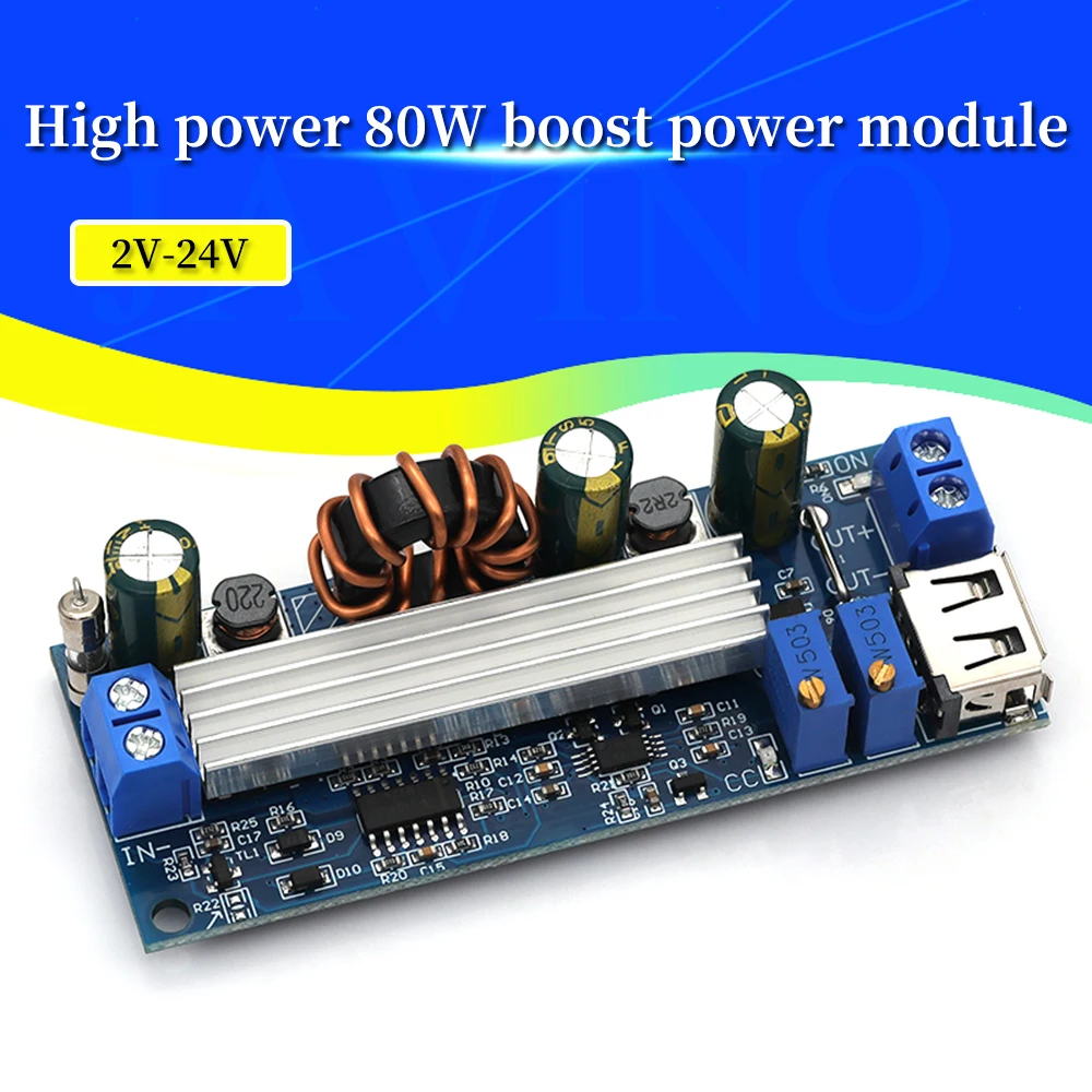 80W 4A CC CV DC DC Step Up Module 2-24V Input 3-30V Output Adjustable Boost Power Regulator With USB Charging Port
