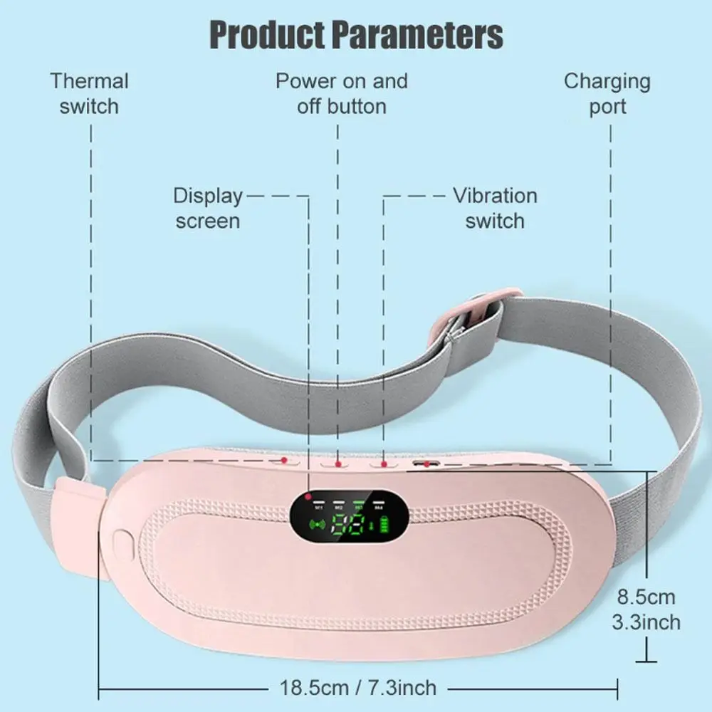 3-stufige Temperatur, elektrische Heizung, Taillengürtel, schnelle Erwärmung, LED-Anzeige, Bauch-Menstruations-Heizkissen, 4 Gänge, Massage, tragbar