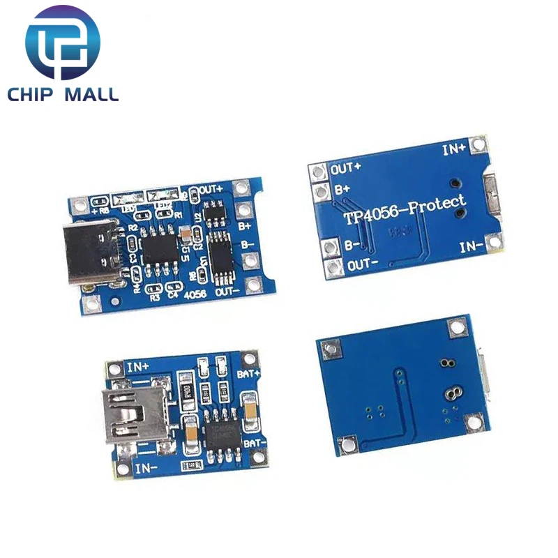 5Pcs Type-c/Micro/Mini USB TP4056 18650 Charger Module 5V Lithium Battery Charging Board 1A with Dual Protection Function