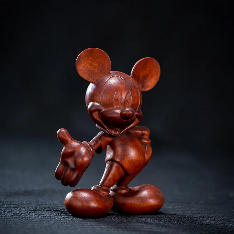 

XS672-10 CM Tall Boxwood Lovely Mouse Sculpture Cartoon Character Wood Statue Car Decoration Craft Gift Living Room Ornaments