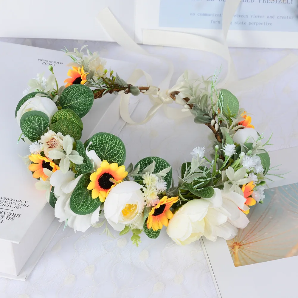 Diademas de UDS para dama de honor, diademas románticas de rosas de imitación, coronas de boda, diadema, nueva moda, Flor del pelo, 1 unidad