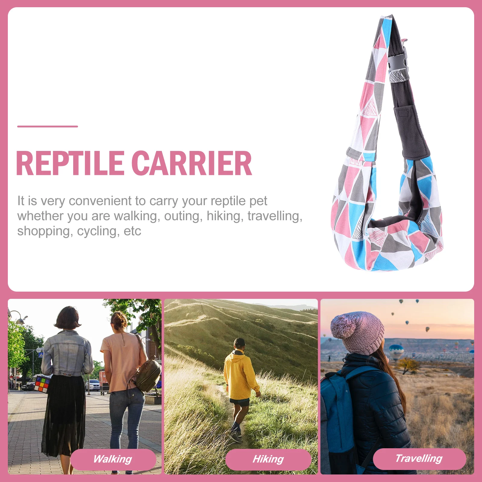 

1Pcs Colorful Triangle Reptile Carrier Adjustable Sling Bag Comfortable Shoulder Strap for Bearded Dragon Gecko Outdoor Travel