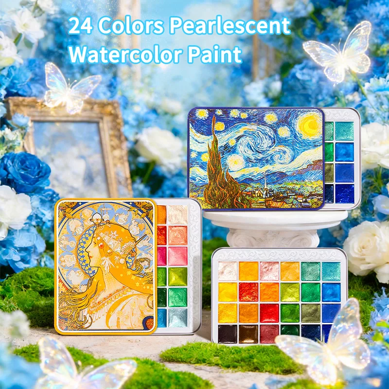 24Colors Metal Watercolor Pain - Watercolor Paint Set Solid Pigment ulasan dan harga