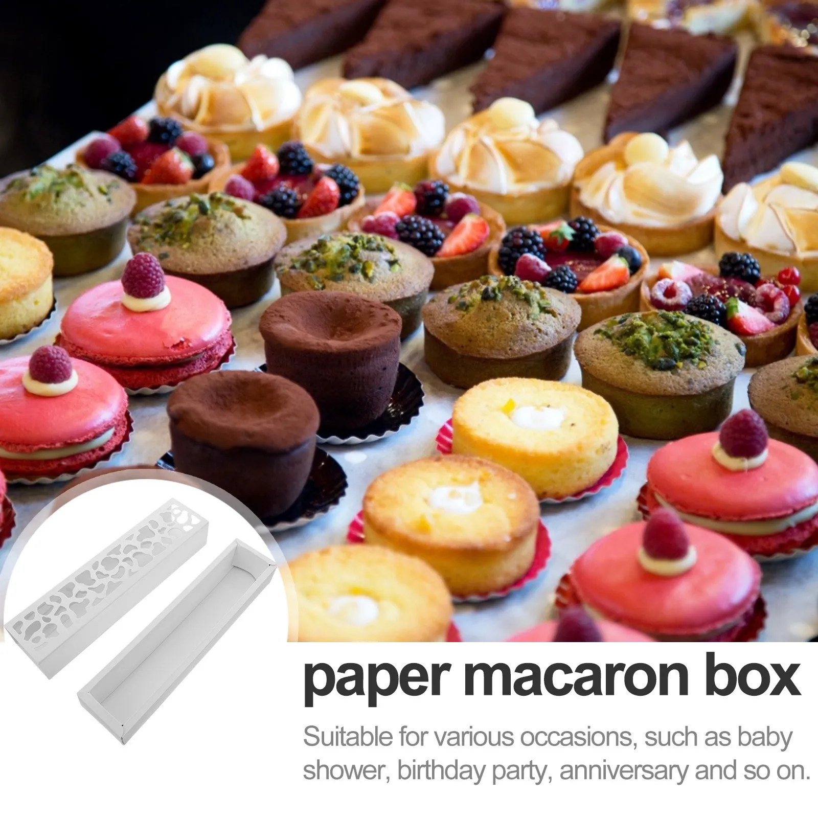 10Pcs Thick Paper Macaron Case Dessert Box Packaging for Bakery French Macaron Display Safe Transport Cake Packaging Box