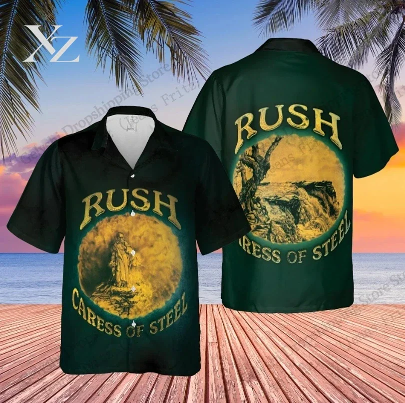 Rush Hawaiian Shirt Rock Band Rush 3d Print Shirts Men Fashion Hawaiian Shirt Short Sleeve Casual Beach Shirt Lapel Blouse Women