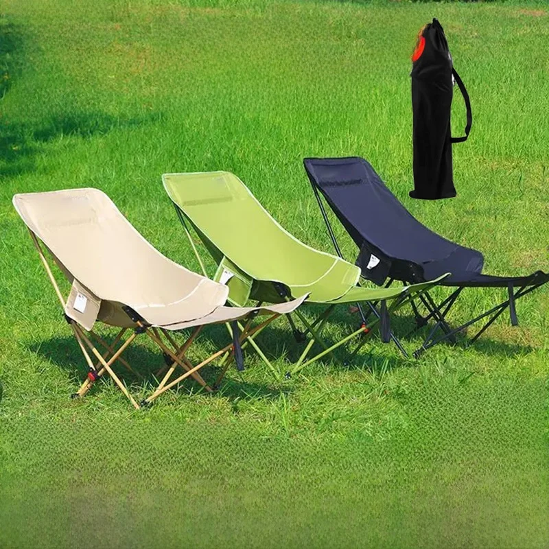 屋外折りたたみ椅子-3段階高さ調節可能-ハイバックムーンチェア-フットレスト付き-リクライニングチェア-バーベキューチェア-釣り用椅子