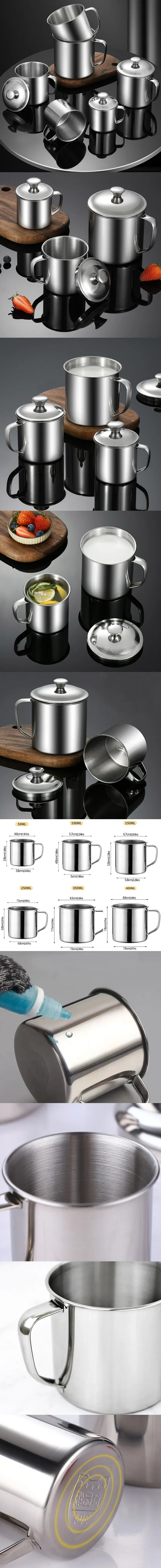 Edelstahl Tasse Tragbare Kaffee Tasse Camping Reise Becher Metall Kaffee Becher Wasser Trinkbecher Milch Tee Tasse Tumbler Wasser Becher – Detail 1
