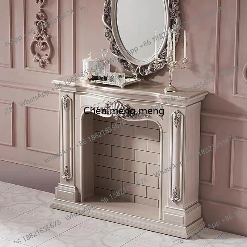 

European-style Ornaments Living Room Cabinets Retro Aged Carved Decoration Fireplace French-style Solid Wood Furniture
