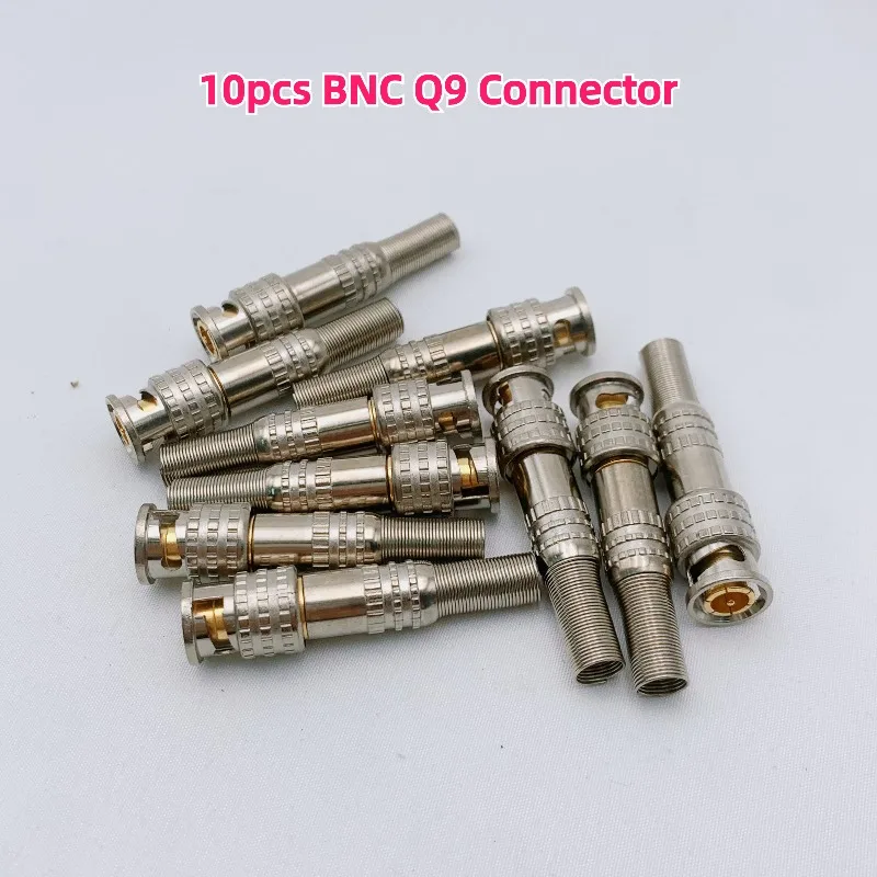 10pcs Monitoring Pure Copper Core BNC Head Q9 Video Connector 75-3/4/5 Axis Coline BNC Connector, Security Accessories Connector