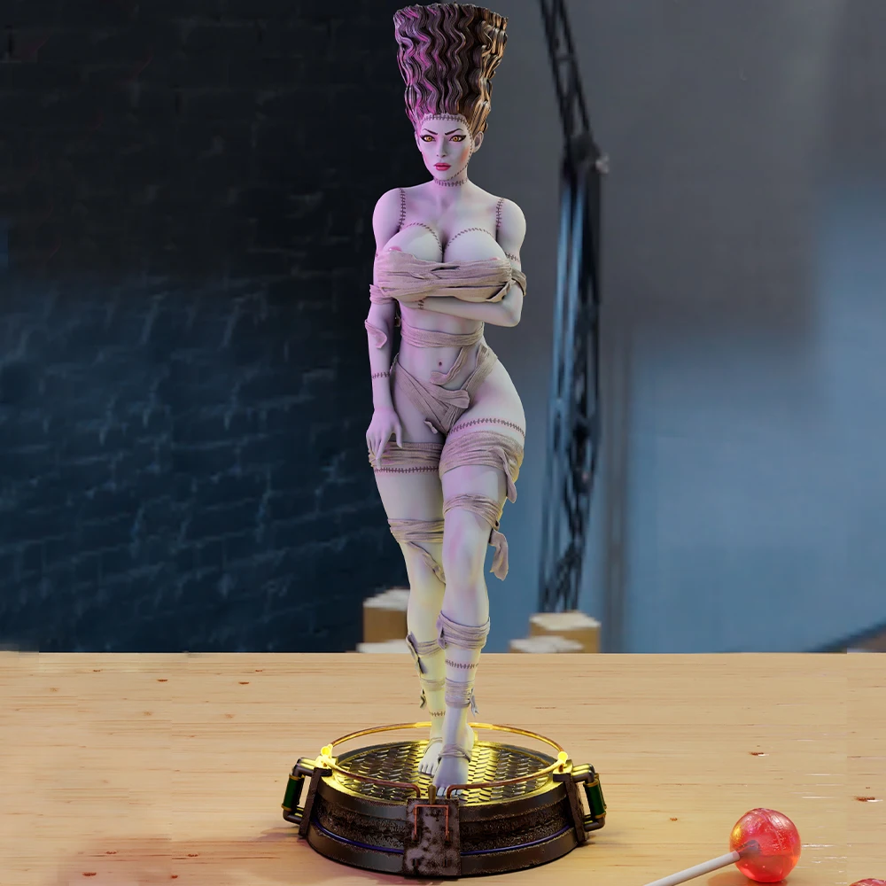 Modelo impreso en 3d de la novia Frankenstein, Kit de figura de resina sin pintar, garaje en miniatura Nsfw, Kits Gk, Juguetes Diy sin montar, 1/24