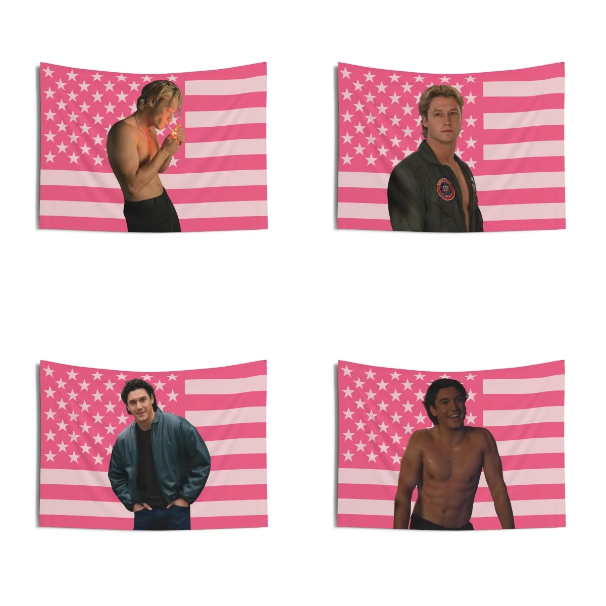 1pc O-Off Campus Briar Boys Pink USA Flag Tapestry, Garrett & Logan Ice Hockey Wall Hanging, Multiple Sizes, Polyester 2D Print,