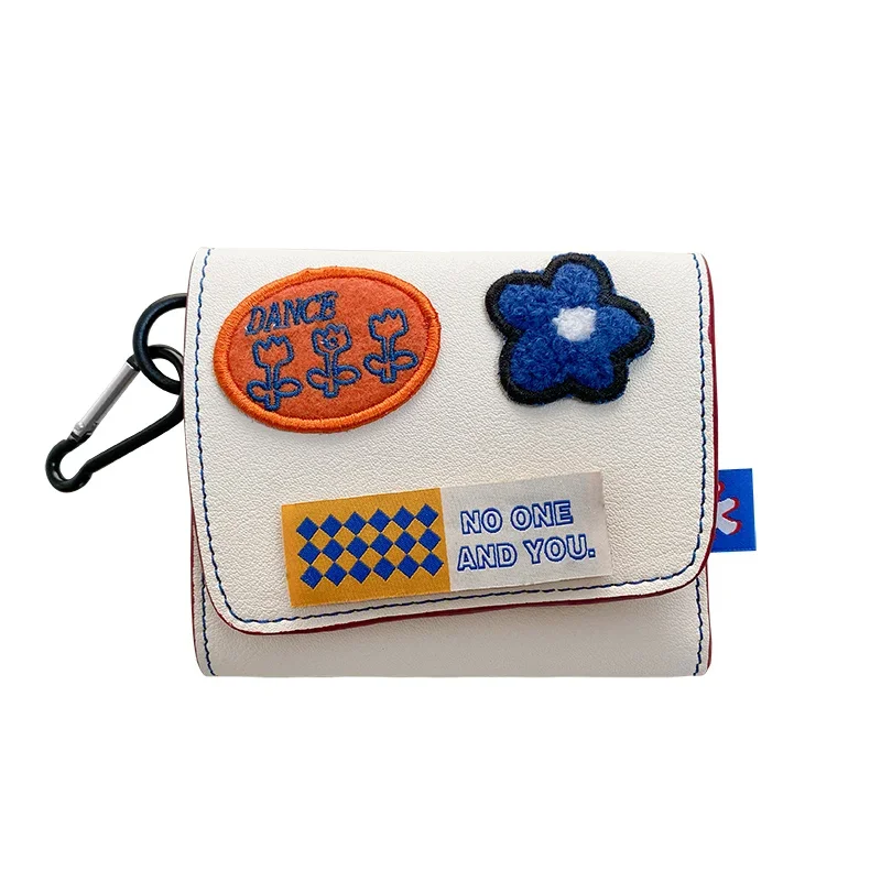 

New Korean Style Pu Short Multiple Card Slots Wallet Cute Girl Heart Special-Interest Design Three Folding