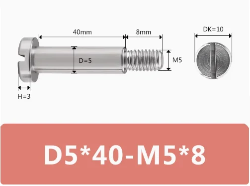 1pcs D5-M3, D5-M4, D5-M5 One-word Slot Plug Screw National Standard Half-tooth Polished Rod Screw