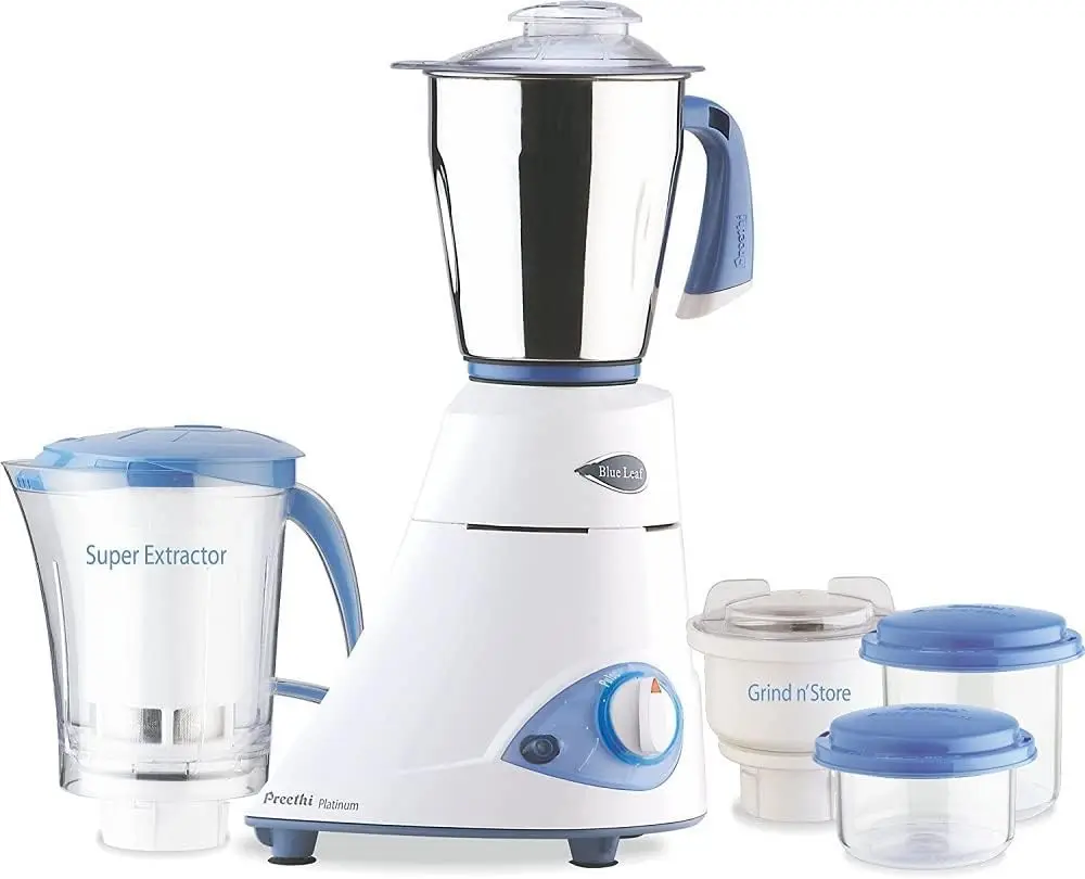 

Blue Leaf Platinum 3-Jar Mixer Grinder, 550-Watt, Stainless Steel