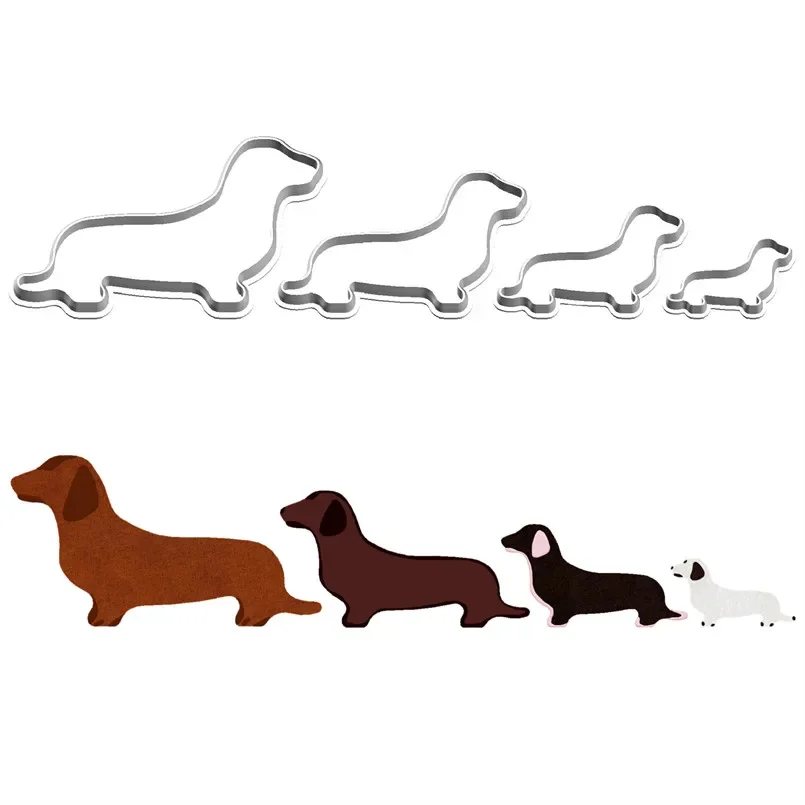 Four Specifications Cartoon Animals Dachshund,Plastic Mold,Cake Fondant Tool,Cookie Sushi And Fruits Cutters