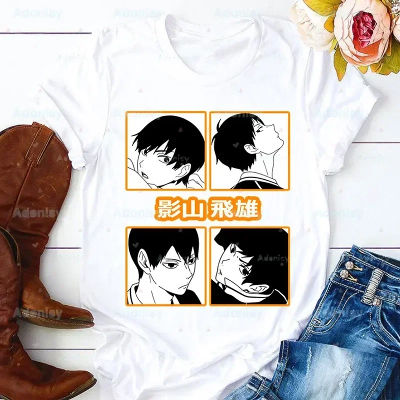 Haikyuu Kageyama Tobio Donna Harajuku Top Estate Top Graphic Tees Donna Kawaii T-shirt Vestiti Ragazza T Shirt, Trasporto di Goccia