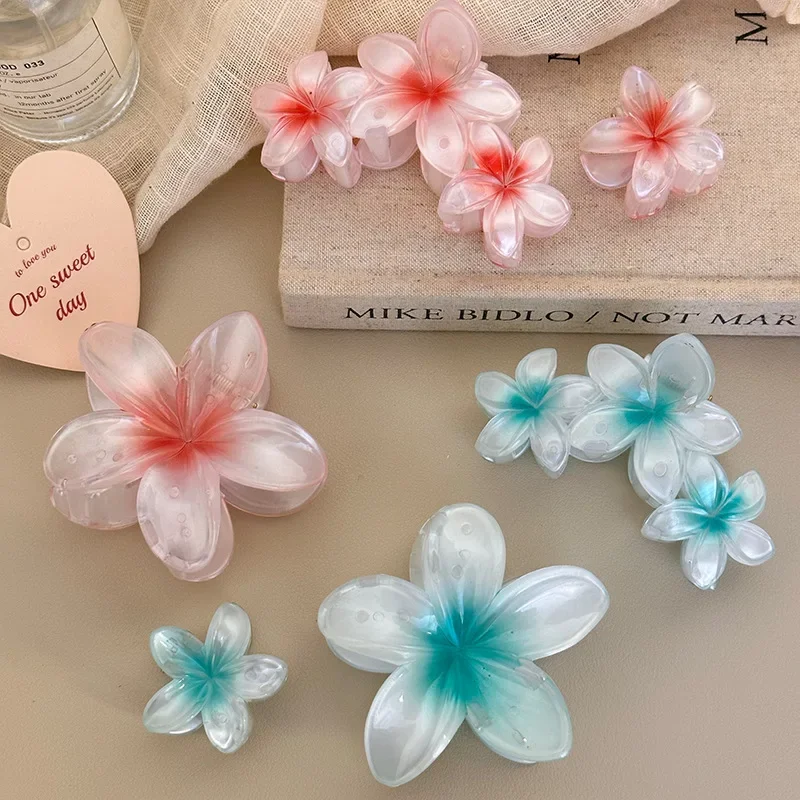 

Gradient Frangipani Hair Clip Plumeria Hairpin Ins Style Ponytail Holder Barrette Sweet Girl Shark Claws Party Hair Accessories