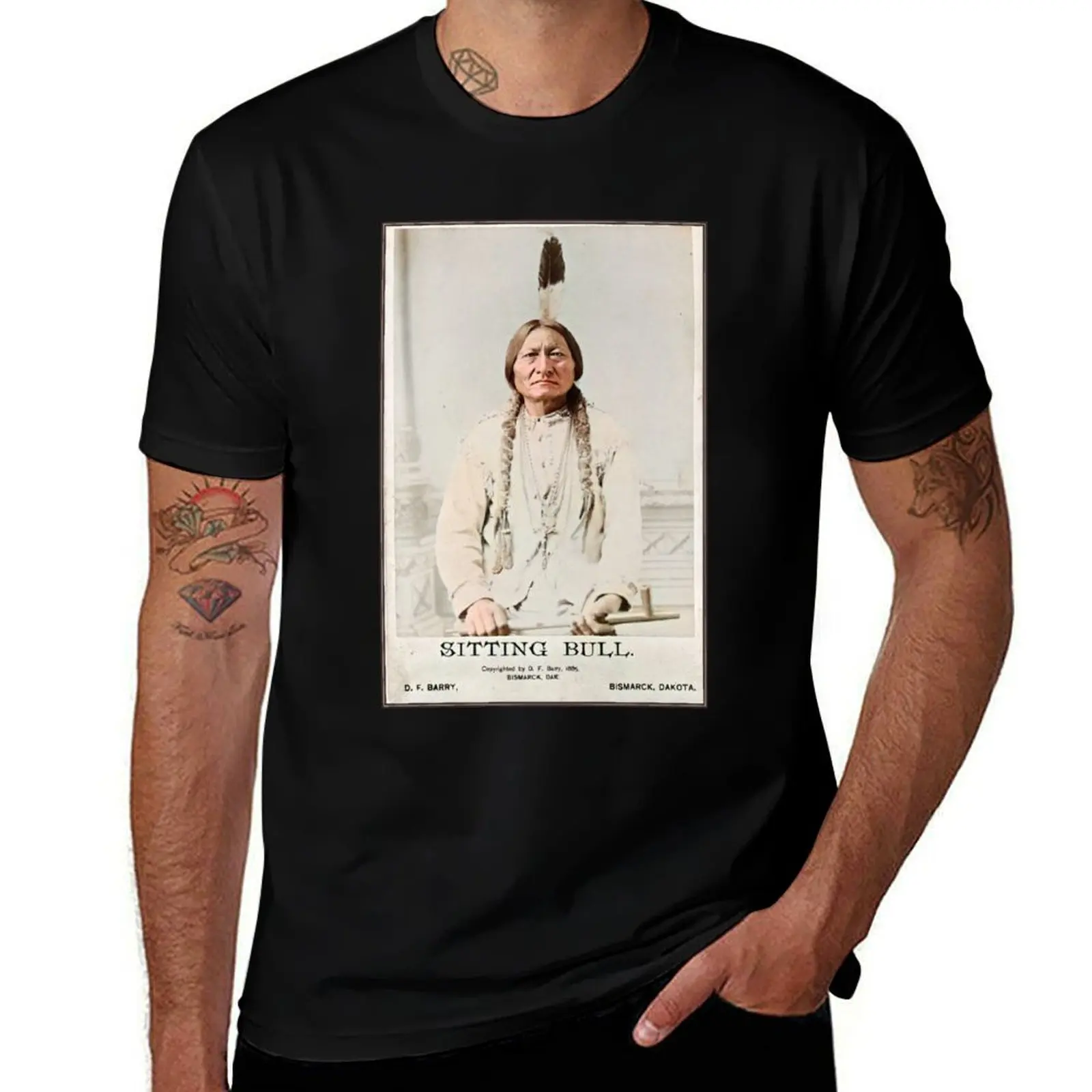 Camiseta con foto Vintage del jefe Sioux nativo americano sentado de personas indígenas, camisetas vintage para hombre