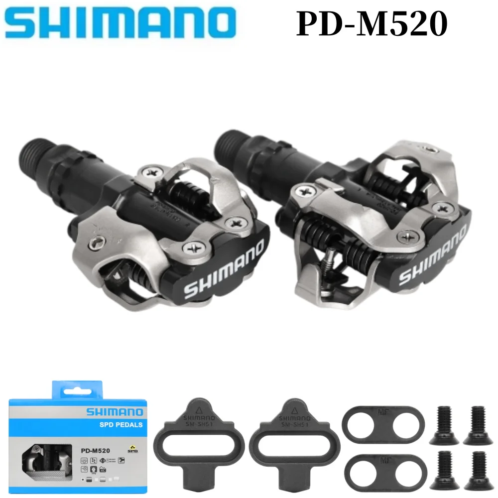 

SHIMANO PD-M520 MTB Bike Pedal Mountain Bike Self-Locking SPD Pedals With SM-SH51 Cleat Set Shimano Original Bicycele Pedals