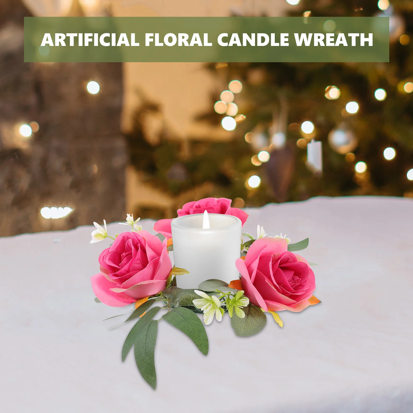 

Wreath Simulated Rose Candlestick Window Small Wreaths Artificial Flowers Decoration