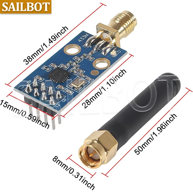 2pcs CC1101 433MHz Wireless Module With SMA Antenna Wireless Transceiver Module