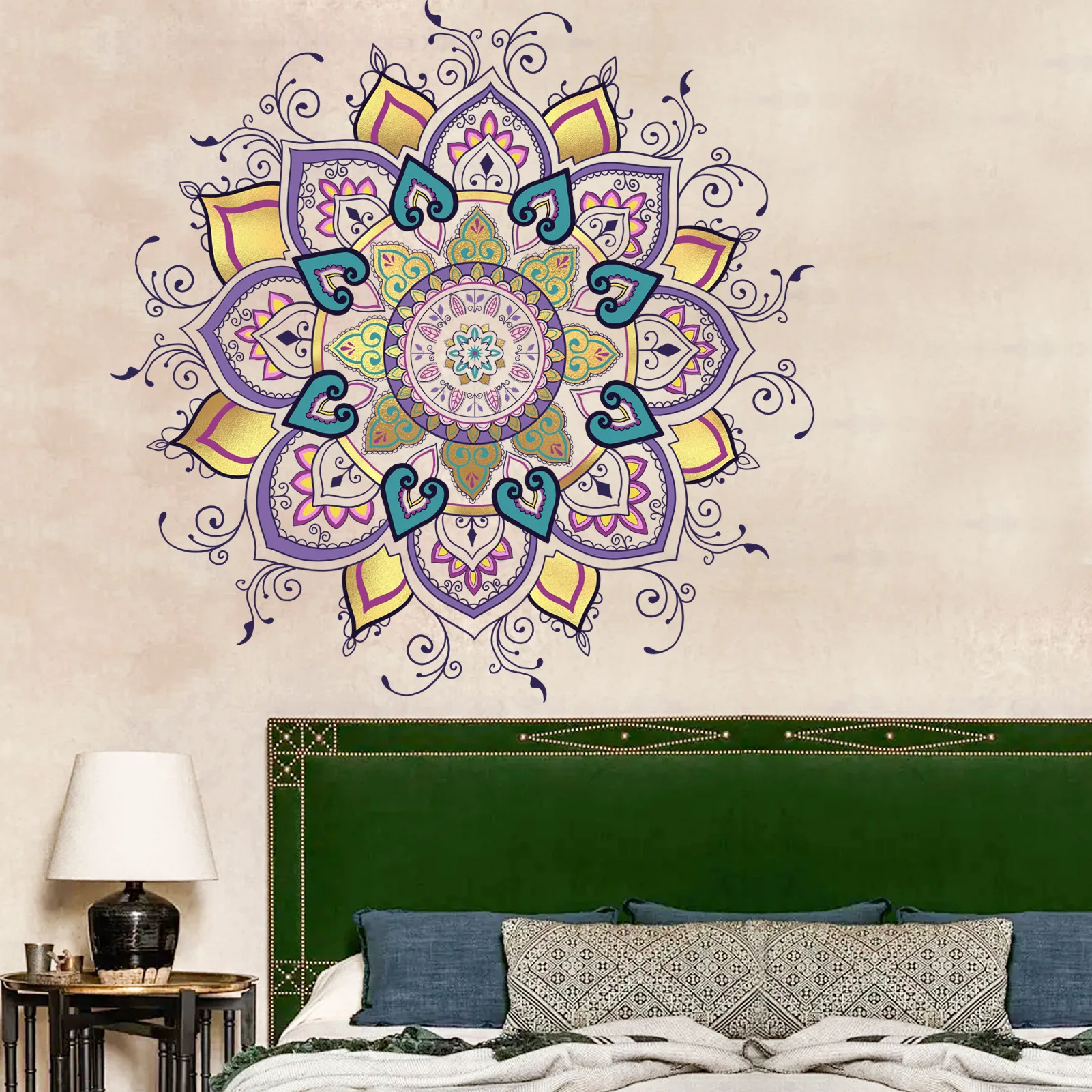 Vintage Mandala Wall Stickers Middle Eastern Pattern Self Adhesive Removable Decals for Living Room Study Home Decor