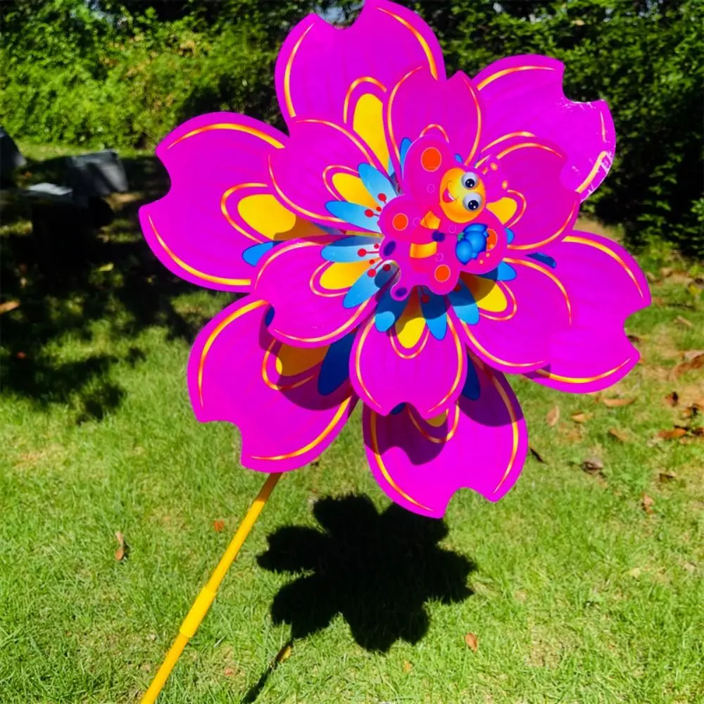 Mulino a vento petalo cartone animato ape multi stili diametro 38 cm doppio strato in piedi prato fiore PVC grande giradischi girandola mulino a vento