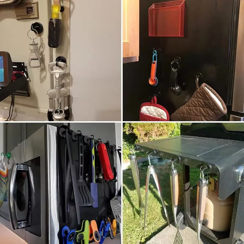 20 Stück schwarze Magnethaken, 25 Pfund stark, hochbelastbare Kreuzfahrtmagnet-S-Haken zum Aufhängen, für Kabinen, Grill, Küche, Garage, Arbeitsplatz – Detail 8