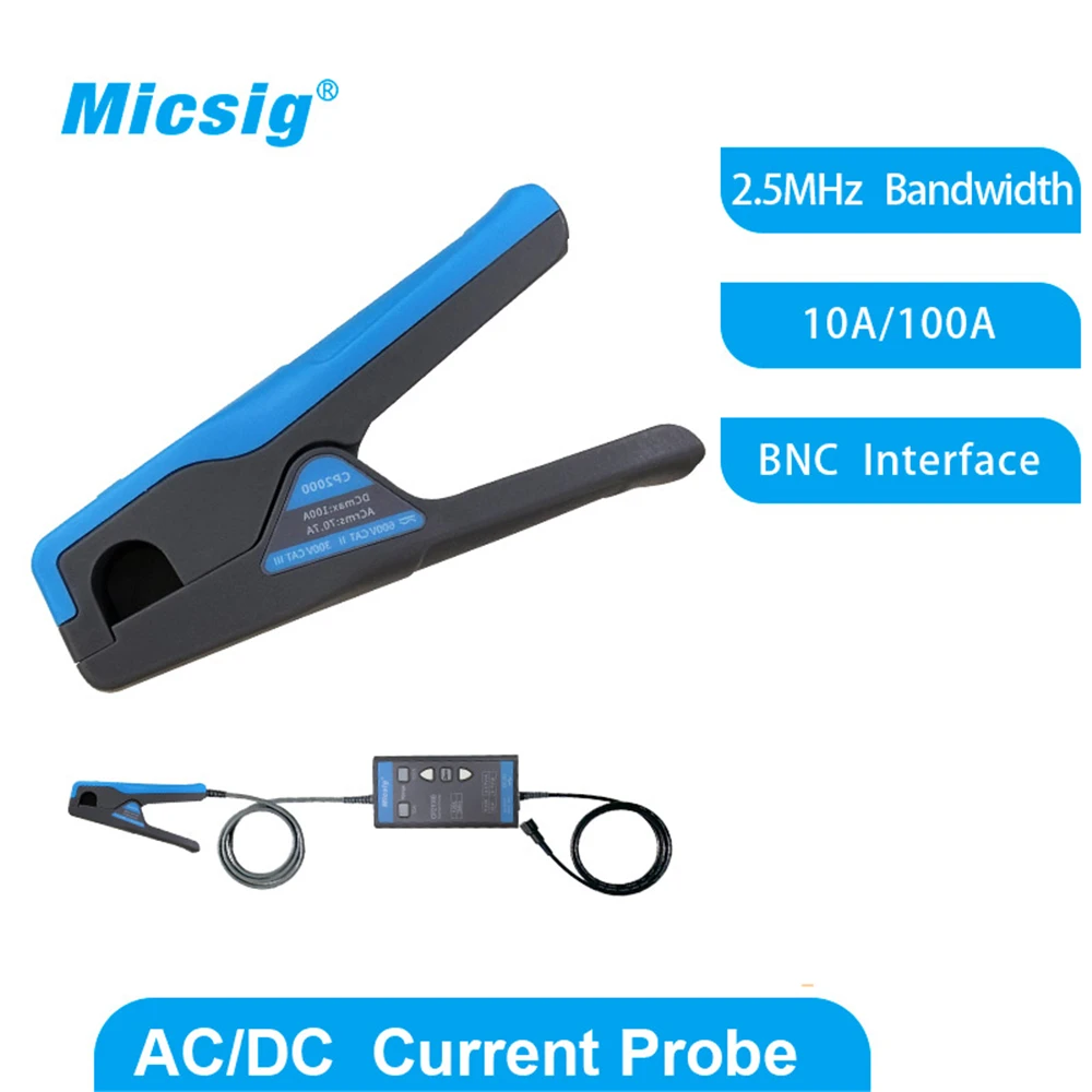 Sondy prądowe AC/DC Micsig CP2100A CP2100B 2.5MHz 10A/100A Maksymalny prąd pomiarowy 100Apk 70.7Arms (DC+ACpk)